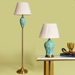 Alabama Floral Base Tall Floor & Celestial Shine Designer Table Lamp - Combo