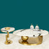 Amara Gold Base Round Accent Table With Side Table - Set of 2 (Stainless Steel) (Panda stone)