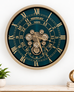 Mystic Motion Luxury Designer Silent Movement Wall Clock For Living Room With Moving Gear Mechanism- Medium (Blue)  (With Light & Remote) (Brushing Luxury Watch Dial Collection)