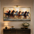 Velocity of Victory 7 Horse Vastu Crystal Glass Painting for Living Room & Item for Wall Decoration
