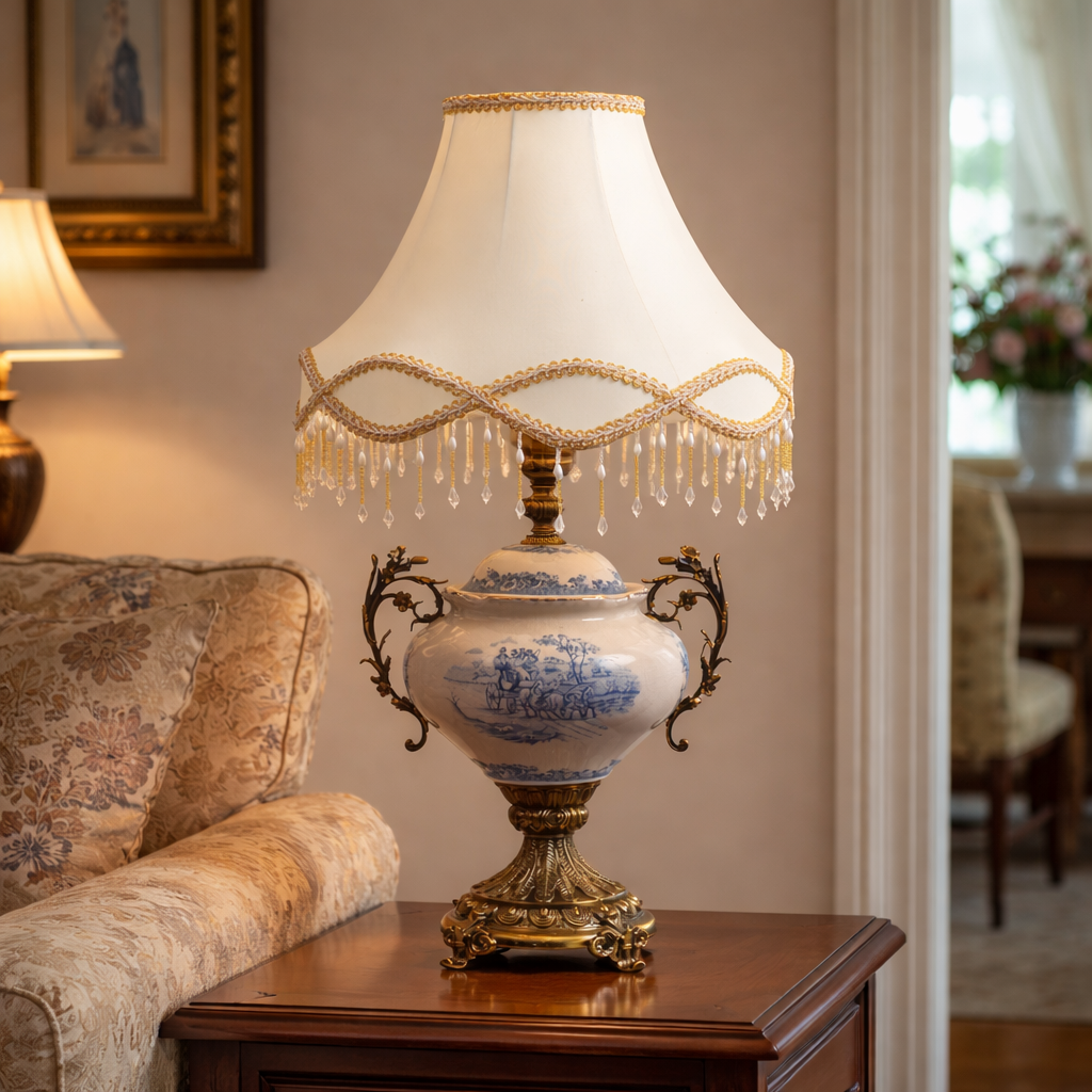 Aristone Heritage Glow Table Lamps for Living Room (Blue Pottery)