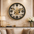 Elite Home Designer Wall Clock With Moving Gear Mechanism (Steel Body)