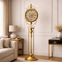 Classic Crown Luxury Designer Standing Clock With Moving Gear Mechanism (Steel Body)