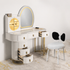 Opulent Orbit Dressing Table & Vanity Set With Mirror & Chair (N2)