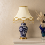 Velvet Indigo Designer Table Lamps for Living Room (Victorian Shade) (Blue Pottery)