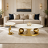 Amara Gold Base Round Accent Table With Side Table - Set of 2 (BIG) (STAINLESS STEEL)