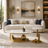 Amara Gold Base Round Accent Table With Side Table - Set of 2 (Stainless Steel) (N)