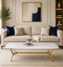 The Roman Rectangular Marble Coffee Table - GOLD (Stainless Steel)