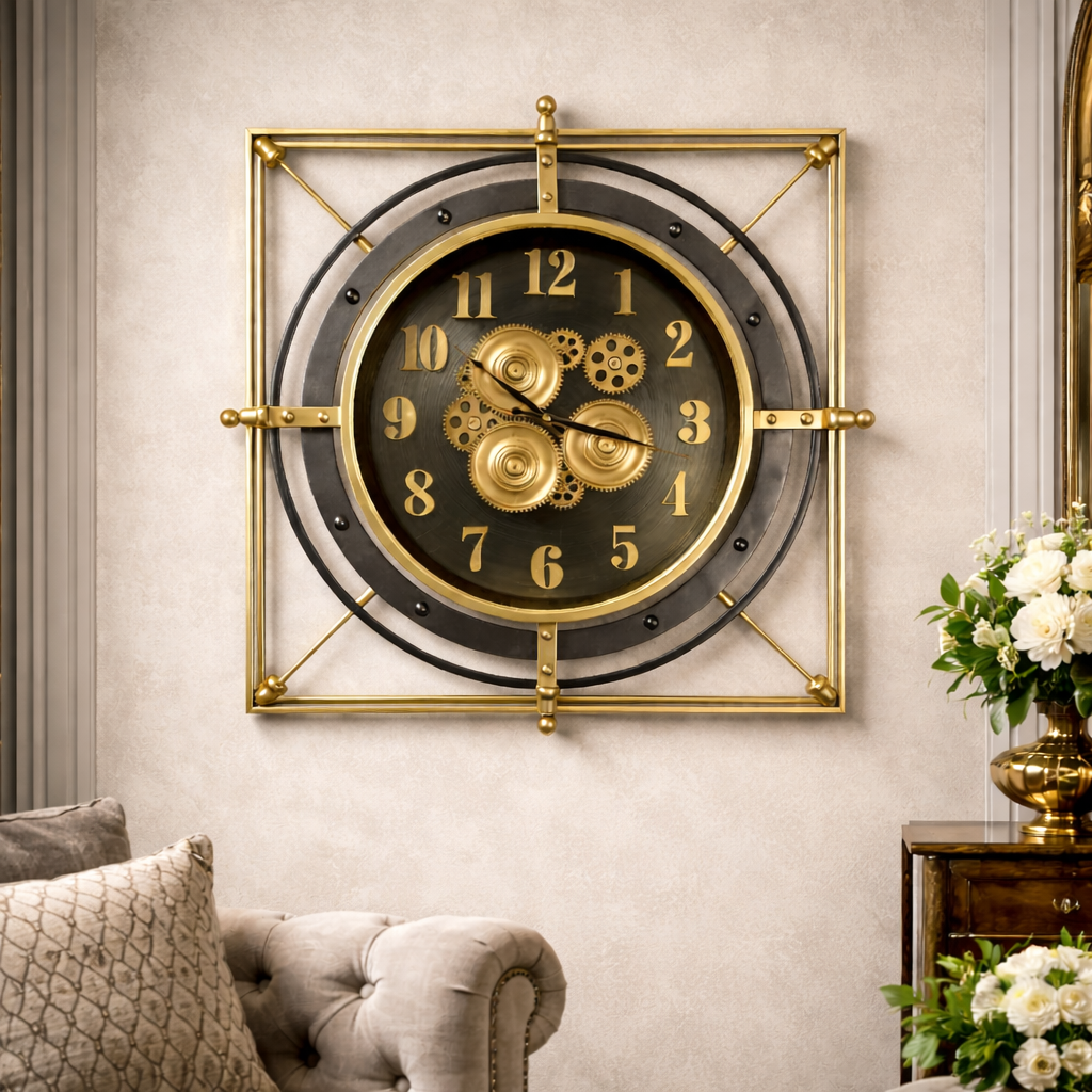 Grand Axis Luxury Designer Silent Movement Wall Clock For Living Room With Moving Gear Mechanism Buy Wall Clock Online (Steel Body)