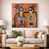 Floral & Feline Fashionistas by Mercedes Lagunas 100% Hand Painted Wall Painting (With Outer Floater Frame frame) ( 39 x 39 Inches )