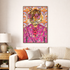 Tiger in Retro Bloom by Heather Perry 100% Hand Painted Wall Painting (With Outer Floater Frame frame) ( 35.5 x 23.5 Inches )
