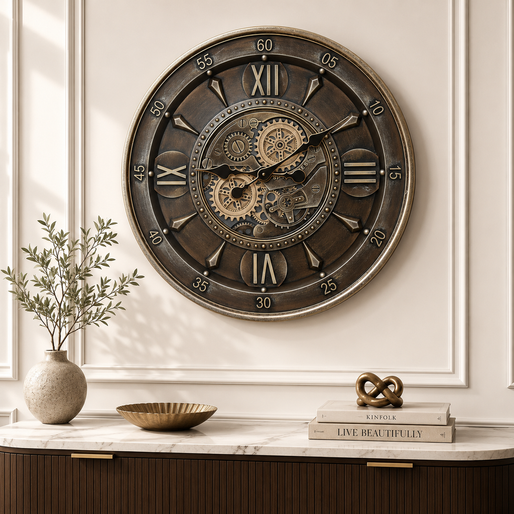 Cedar Hour Luxury Designer Silent Movement Wall Clocks for the Home With Moving Gear Mechanism Buy Wall Clock Online (Steel Body)