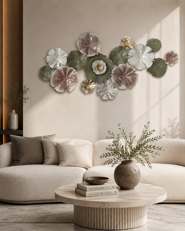 The Floral Ecstasy Metal Art Wall Decoration - Gold Foil Work