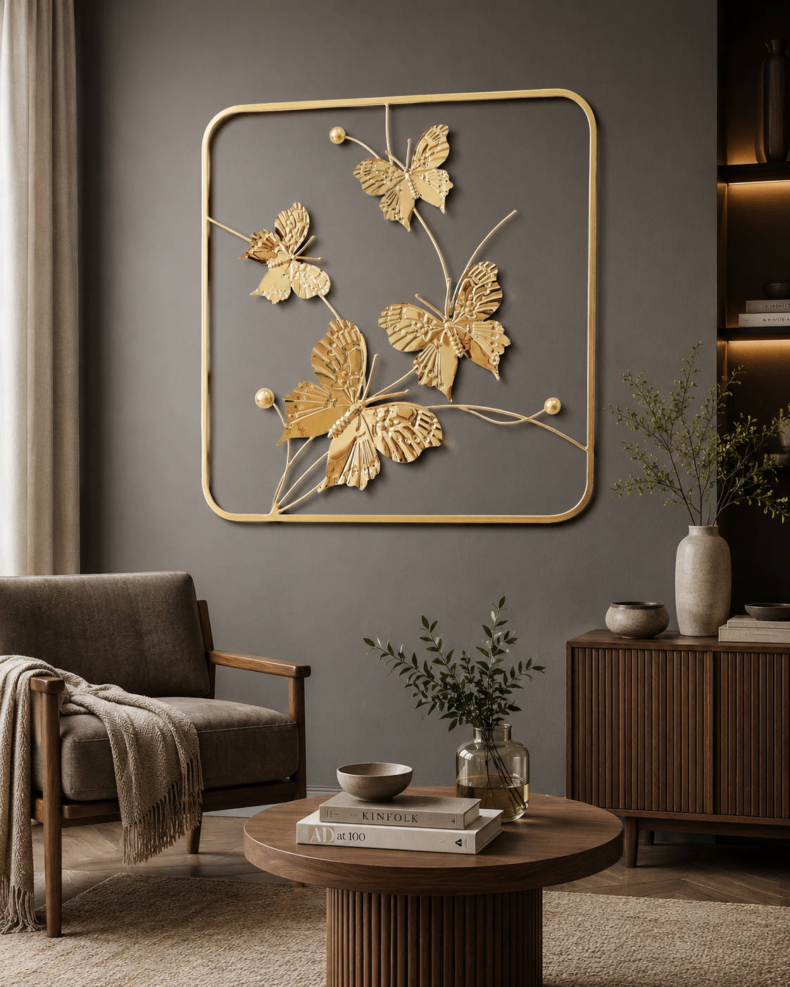 Golden Butterfly Wall Decoration Metal Art