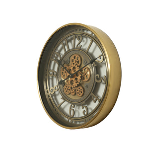 Minute Master Designer Wall Clock With Moving Gear Mechanism (Gold)