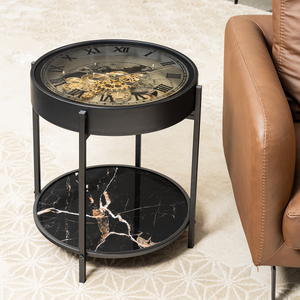 Phantom Dial Tea Table Clock With Moving Gear Mechanism (Steel Body)