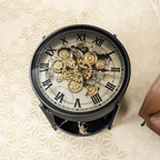 Phantom Dial Tea Table Clock With Moving Gear Mechanism (Steel Body)