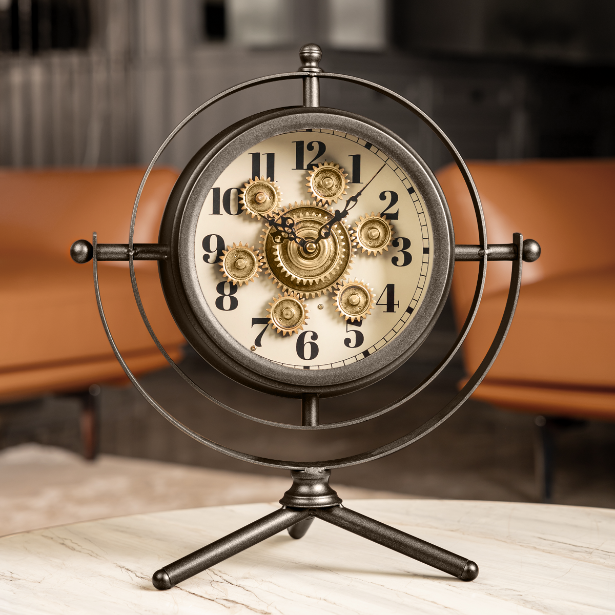 Galactic Timekeeper Luxury Designer Table Clock With Moving Gear Mecha ...