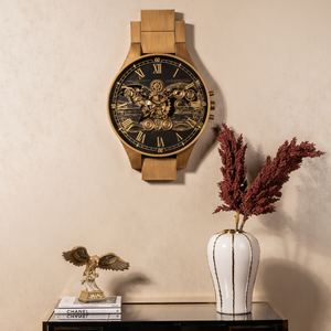 Titan Chronograph Luxury Designer Wall Clock With Moving Gear Mechanism (Steel Body)