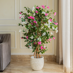 Vibrant Pink & White Bougainvillea Artificial plant - (5 Feet) (Natural Feel)