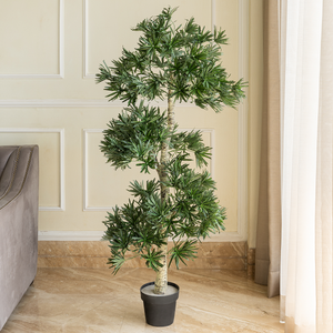 Podocarpus Spiral Whisper Artificial Plant For Living Room - 4 Feet
