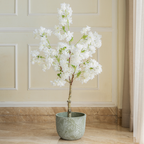 Snowy Cherry Blossom Bliss Artificial Plant For Home - 4 Feet (Natural Feel)