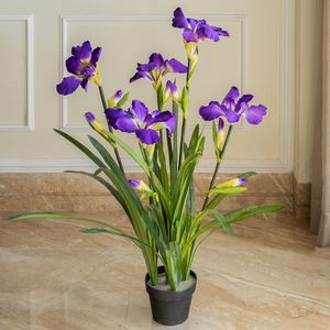 Purple Iris Twilight Artificial Flower For Living Room - 3.5 Feet
