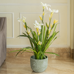 Snowy Iris Mirage Artificial Flower For Living Room - 3.5 Feet