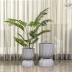 Elegant Swirl Indoor Planters For Home - Set of 2 (Grey)