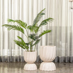 Elegant Swirl Indoor Planters For Home - Set of 2 (White)