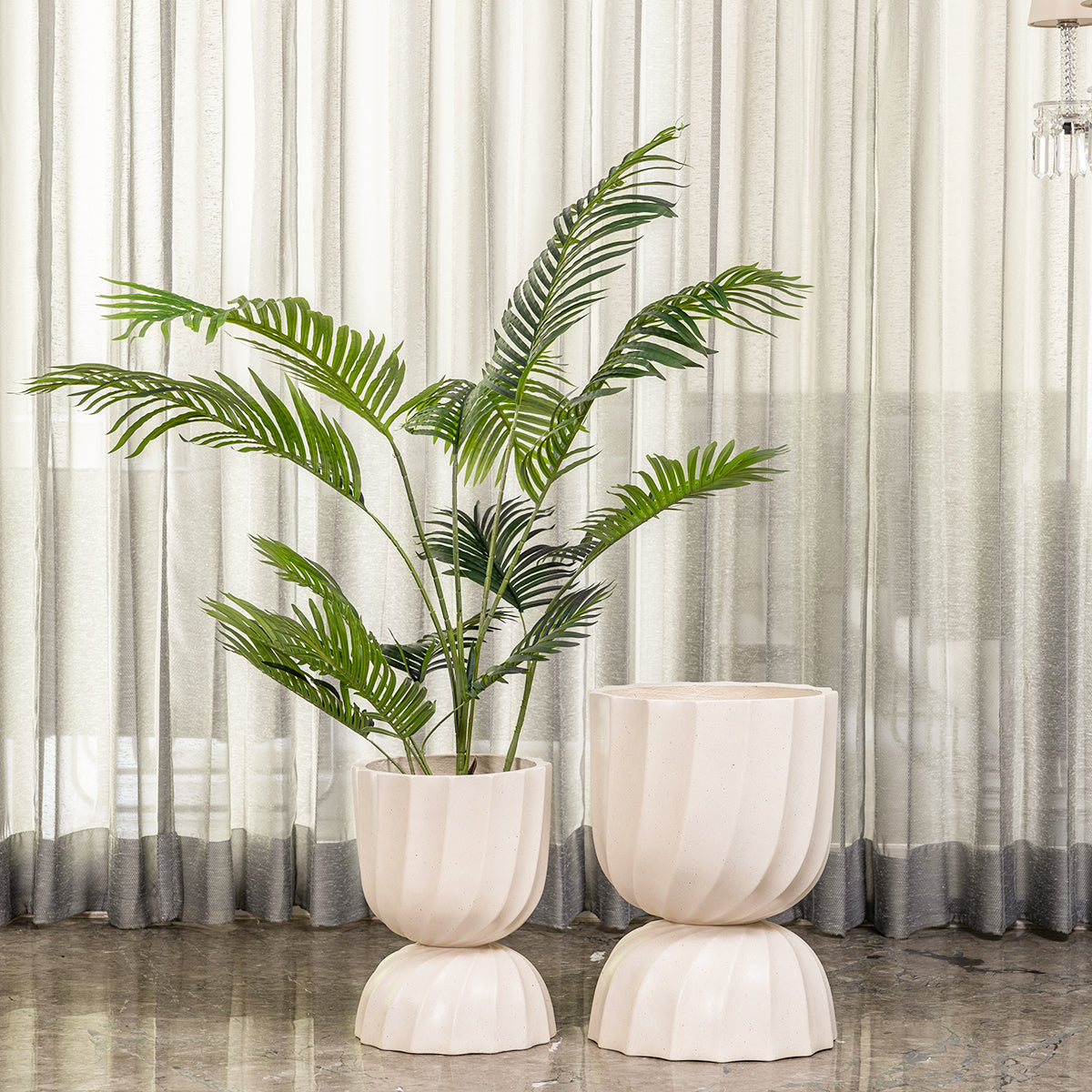 Elegant Swirl Indoor Planters For Home - Set of 2 (White)