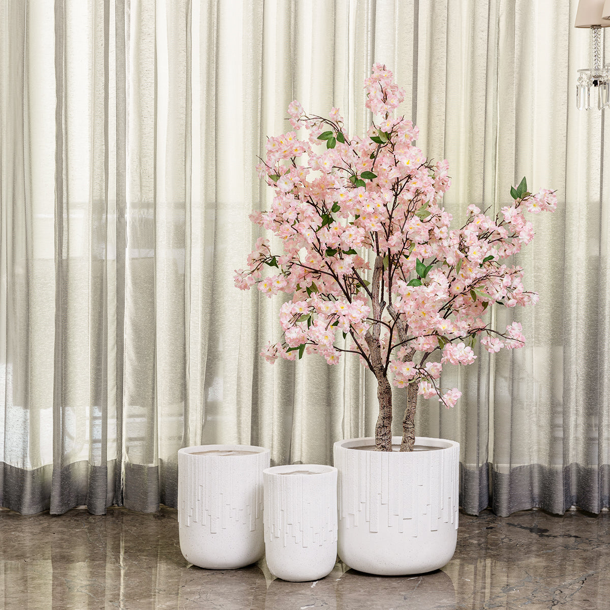 Contemporary Stripe Indoor Planters For Home - Set of 3