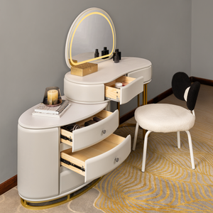 Mono Glow Table Dressing Table & Vanity Set With Mirror & Chair