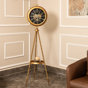 Mystic Motion Tripod Base Luxury Designer Floor Clock With Moving Gear Mechanism Buy Floor Clock Online (Steel Body) - Black (Ribbed)