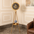Moon Phase Tripod Base Luxury Designer Floor Clock With Moving Gear Mechanism - (Ribbed) (Gold) (Steel Body)