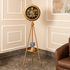 Chrono Luxe Tripod Base Luxury Designer Floor Clock With Moving Gear Mechanism - Ribbed (Steel Body)
