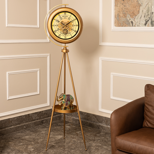 Mystic Motion Tripod Base Luxury Designer Floor Clock With Moving Gear Mechanism Buy Floor Clock Online (With Light and Remote) (Steel Body) - White