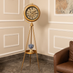 Golden Meridian Tripod Base Luxury Designer Standing Clock With Moving Gear Mechanism Buy Floor Clock Online (With Light and Remote) (Steel Body)