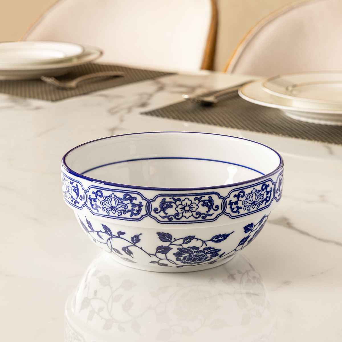 Indigo Blossom Heritage Bowl For Home (Blue Pottery)