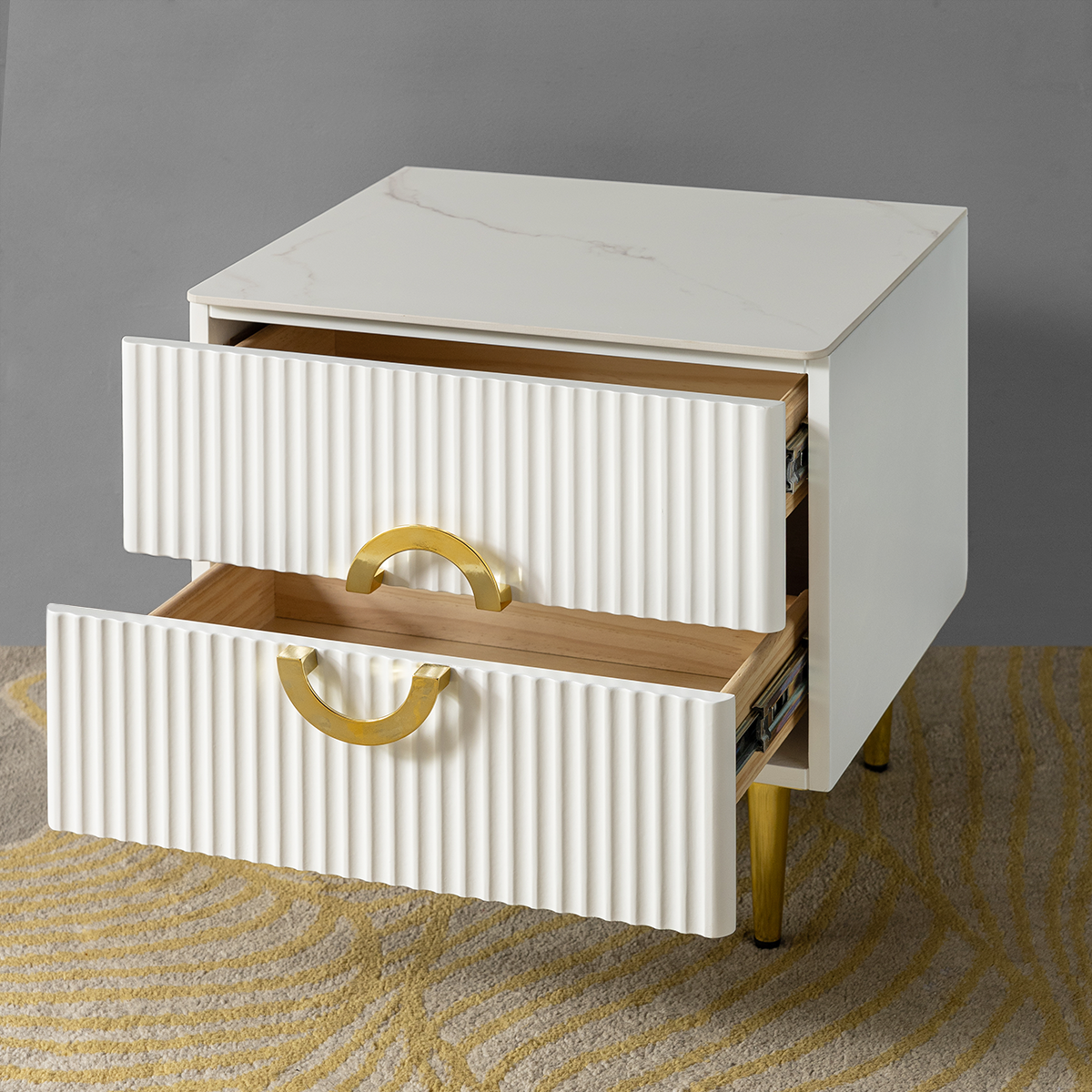 Oak Light Accent Bedside Table For Living Room