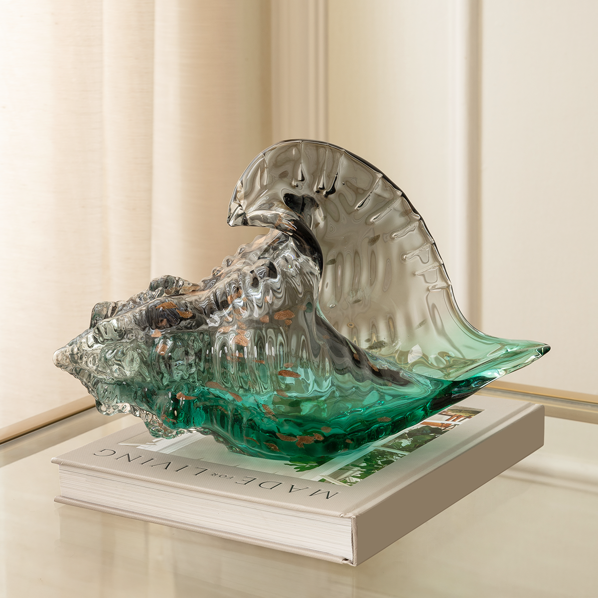 Sea Foam Shell Handblown Glass Showpiece & Items for Room Decoration ...