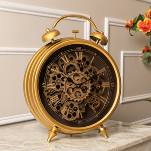 Royal Ticks Luxury Designer Table Clock With Moving Gear Mechanism Buy Table Clock Online (Steel Body)