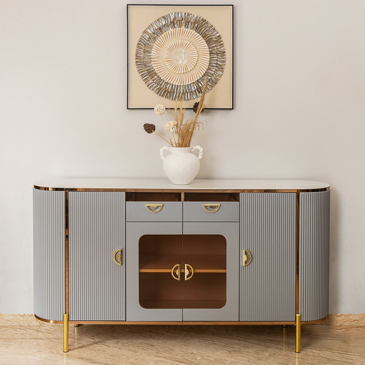 Classic Charm Wooden Storage Cabinet and Console Table For Home & Crockery Storage Cabinet / Crockery Unit