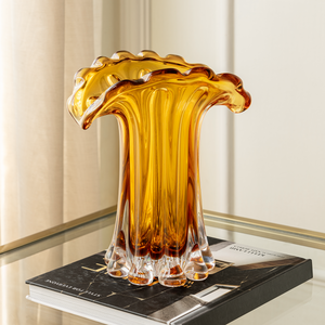 Honey Flare Handblown Glass Vase & Decorative showpiece