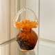 Honey Crest Handblown Glass Handle Basket  & Items for Room Decoration