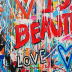 Life Is Beautiful 100% Hand Painted Wall Painting by MERCEDES LAGUNAS (With Outer Floater Frame frame) (35.5 x 47 Inches )