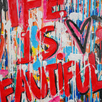 Life Is Beautiful 100% Hand Painted Wall Painting by MERCEDES LAGUNAS (With Outer Floater Frame frame) (35.5 x 47 Inches )