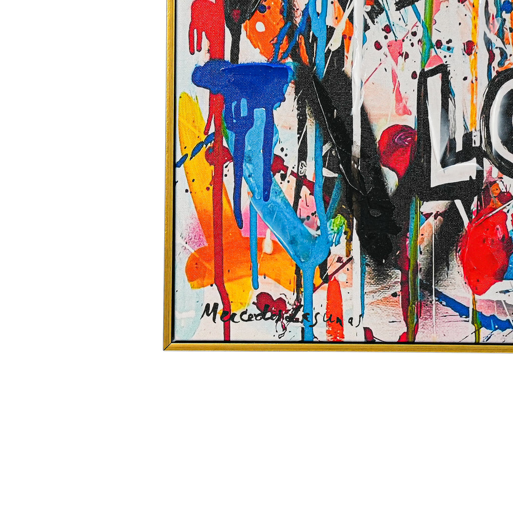 Life Is Beautiful 100% Hand Painted Wall Painting by MERCEDES LAGUNAS (With Outer Floater Frame frame) (35.5 x 47 Inches )
