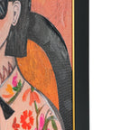 Floral & Feline Fashionistas by MERCEDES LAGUNAS 100% Hand Painted Wall Painting (With Outer Floater Frame frame) ( 39 x 39 Inches )