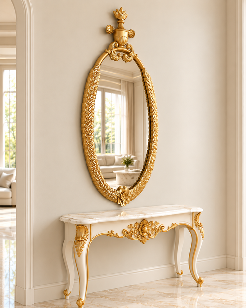Crown Oval Designer Wall Mirror For Home & Wall Decoration Item